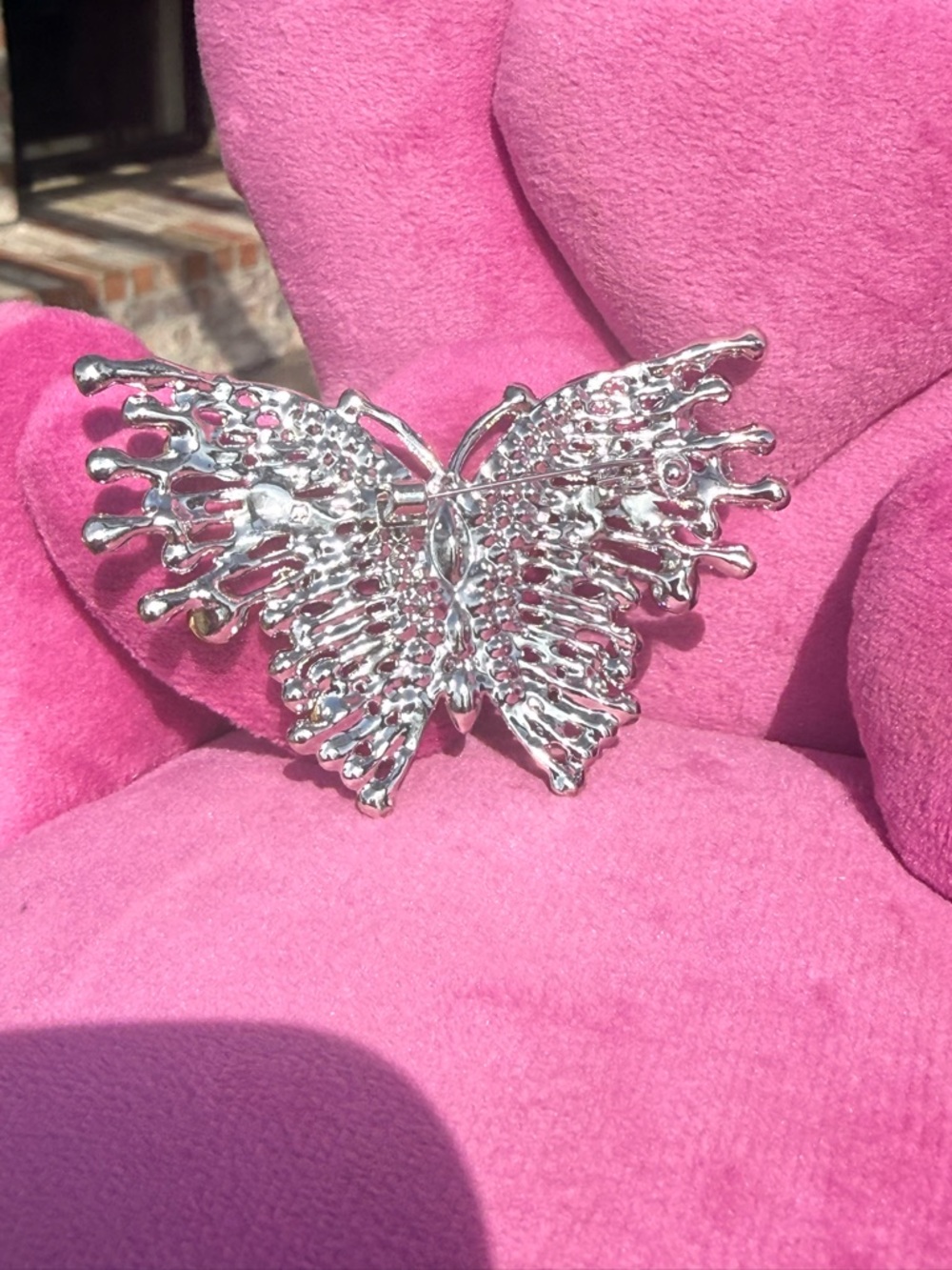 NWOT Multicolor Crystal Butterfly Brooch - Pink Accent Large - Picture 5 of 6